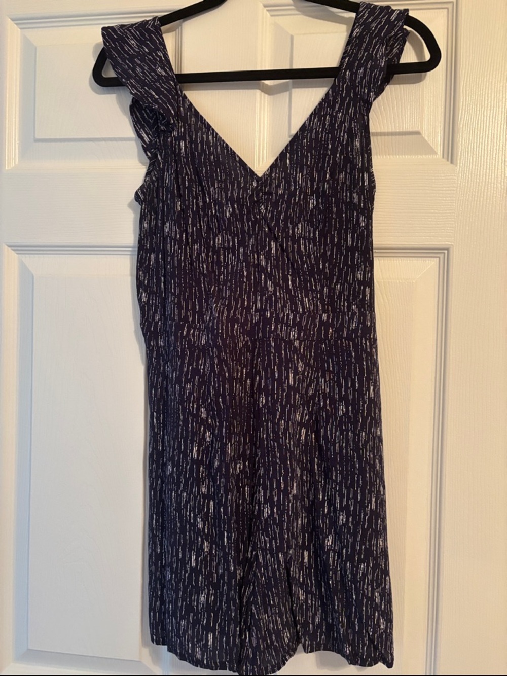 Navy Printed V-Neck Jumpsuit